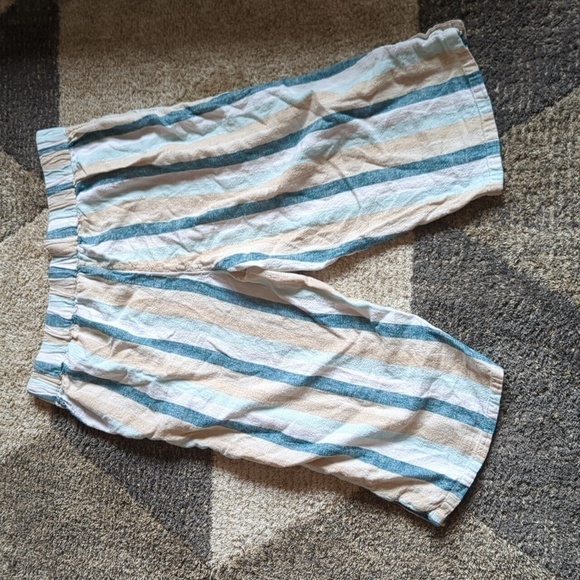 Naturals D&Co Linen Blend Pull on Cropped pants Lagenlook Pockets Button Boho - Picture 10 of 10